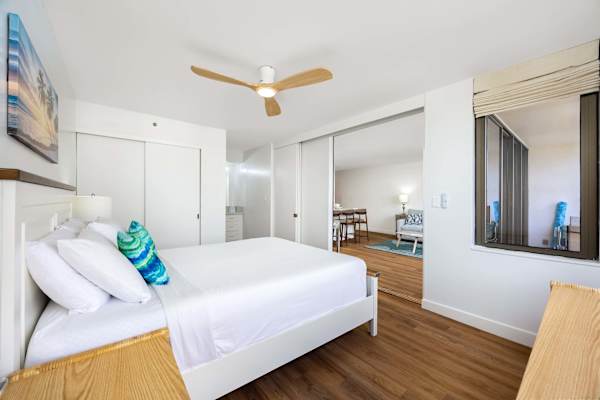 Relax in your bedroom with a queen-size bed