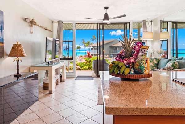 Bright living area opening to the private lanai
