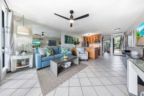 Open-concept living area filled with natural light