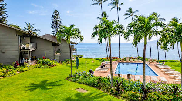 Oceanfront lawn with stunning coastal scenery