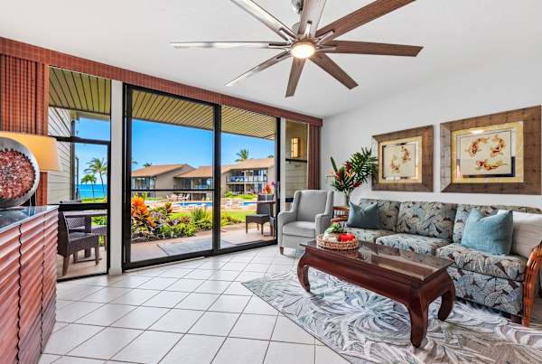 Bright Living Room With Lanai Views