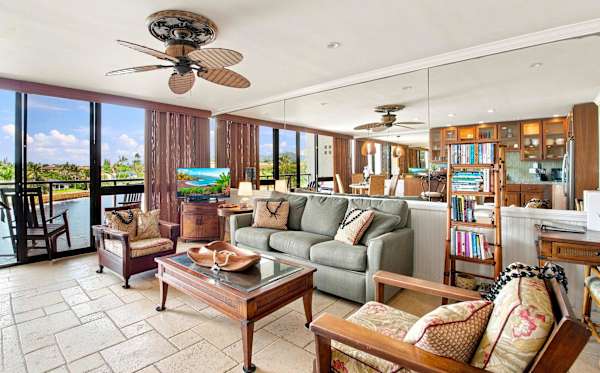 Living Room with Sofa Seating and Water Views