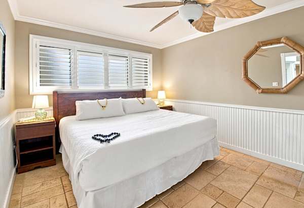 Master Bedroom with King Bed and Ocean Toned Decor