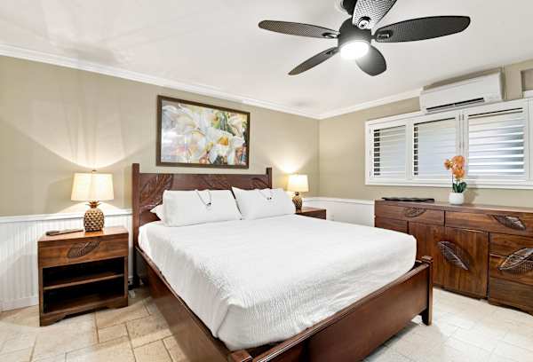 Guest Bedroom with King Bed and Dresser