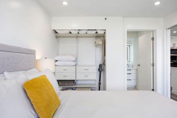 Your bedroom has a spacious closet and easy access to the bathroom