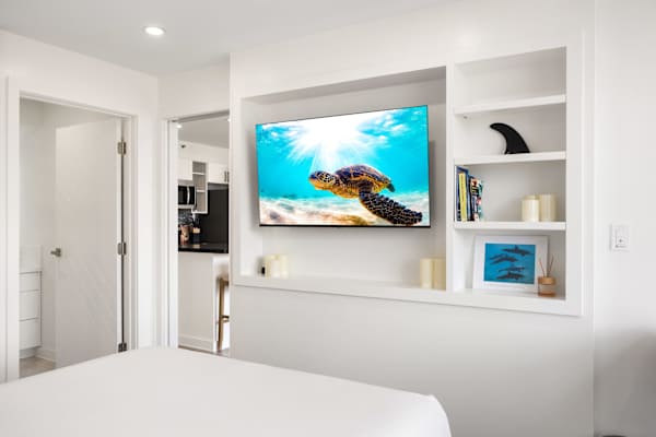 Entertainment while resting on your bed? No worries! Your bedroom has a 50" smart TV.