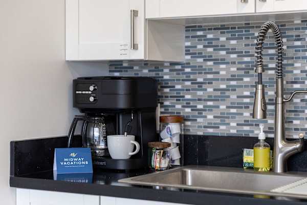 Prepare your morning coffee from your kitchen coffee station