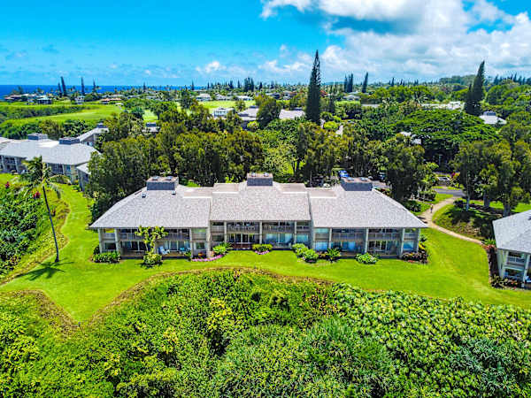 Aerial view showcasing the property grounds