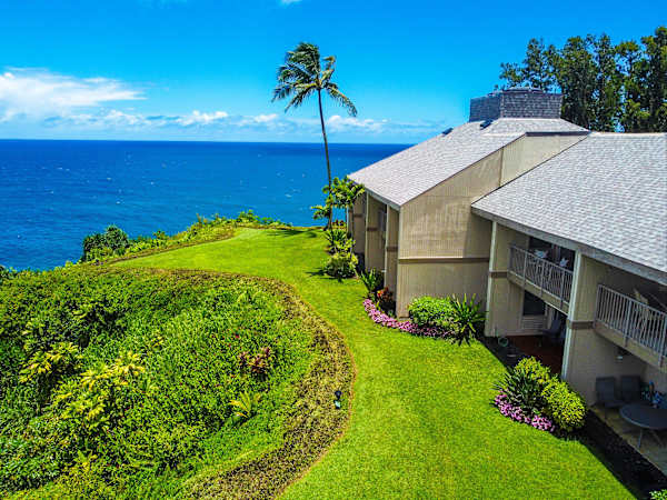 Manicured lawn overlooking the ocean