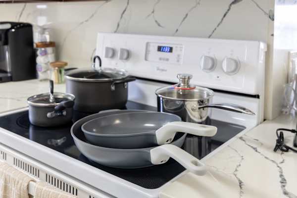 Pots and pans provided in the unit