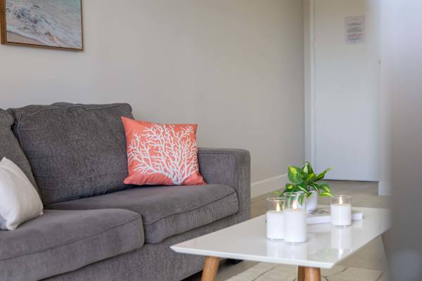 Pull-out sleeper sofa in the living area