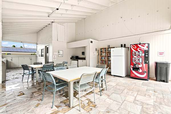 Gather with friends and family in the spacious covered outdoor dining area