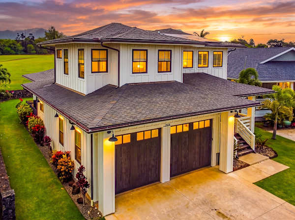 Exterior rior view of the house with an amazing sunset