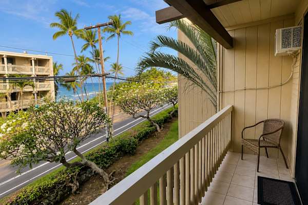 A fantastic view of a slice of the garden and a slice of the sea as you relax