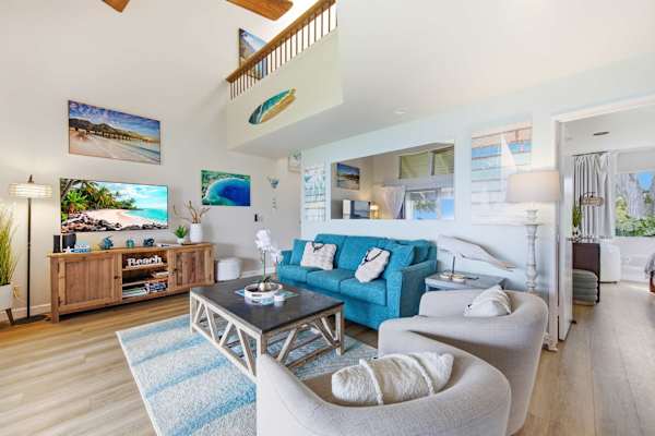 Comfortable living area creates a welcoming setting for group conversations