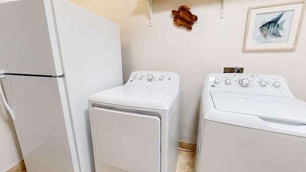 Classic top-loading washing machine and a front-loading matching clothes dryer for all your clothes cleaning needs.