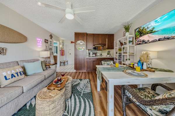 Open Living Area with Dining Table & Kitchen View
