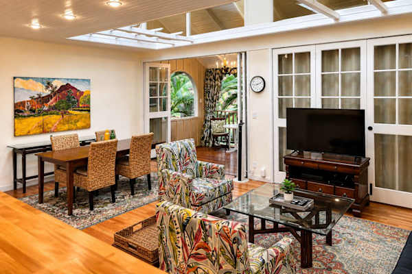 Stylish living room with balcony access