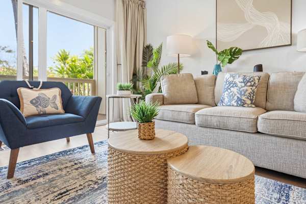 Bright and Comfortable Living Room with Tropical Views