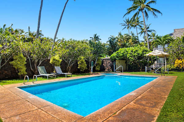 Secluded Pool with Umbrella and Tropical Garden