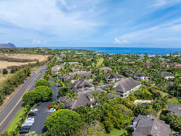 Aerial View of the Coastal Community with Ocean in the Distance