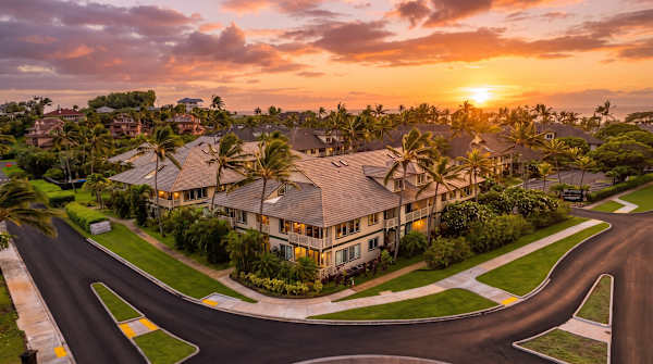 Sunset Aerial View of the Resort Community