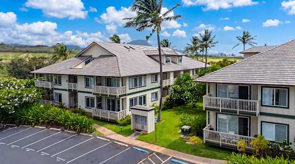Building Exterior with Balconies and Palm Tree Landscaping