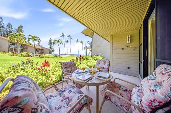 Ocean views on the cozy lanai.