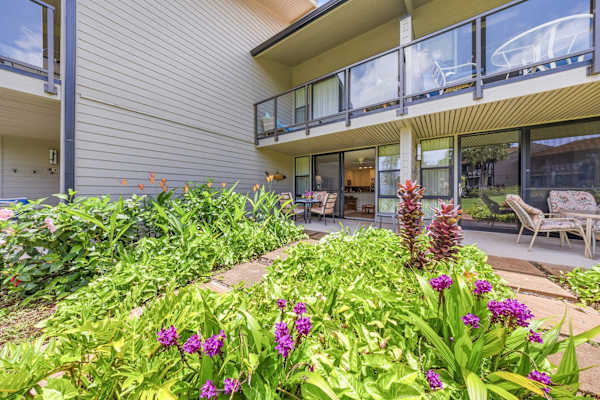 Lanai with garden views