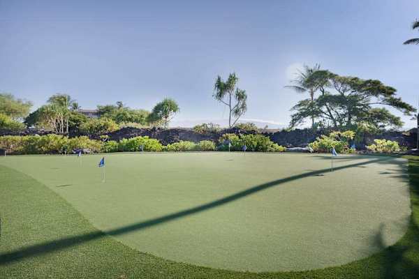 
On-Site Golf Putting Green with Lush Tropical Surroundings