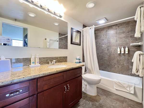 Your bathroom has a tub and shower combo for your convenience!
