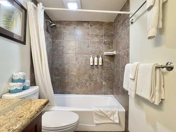 Refresh in your bathroom with a tub and shower combo.