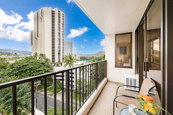 Enjoy the mountain views from the balcony