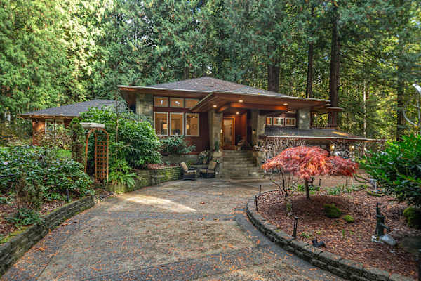Woodinville Retreat | Decks | BBQ & Fireplace 6 A welcoming entrance surrounded by lush greenery sets the tone for a relaxing stay.