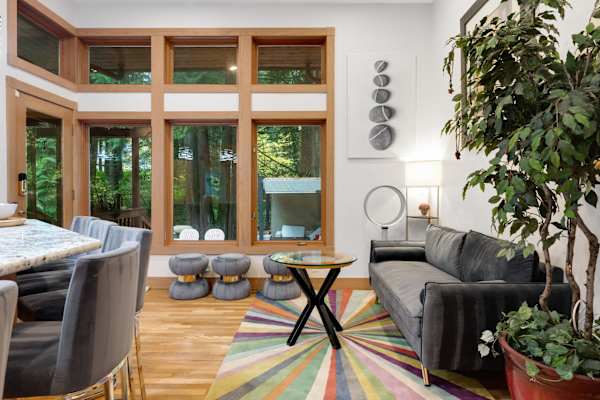 Woodinville Retreat | Decks | BBQ & Fireplace 15 Natural light and leafy views make this a lovely place to relax.