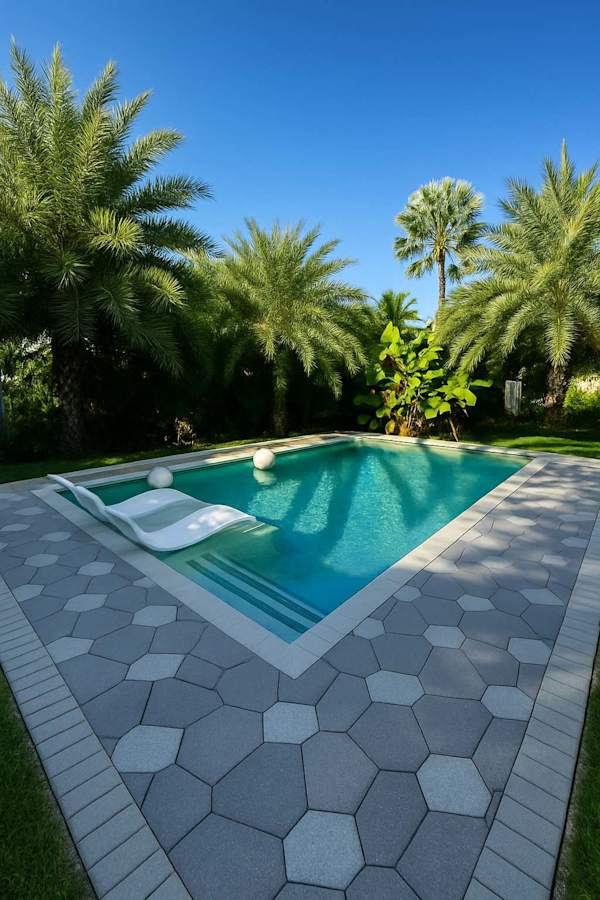 Luxury Florida poolside lounge at a Chādy-managed Wilton Manors rental