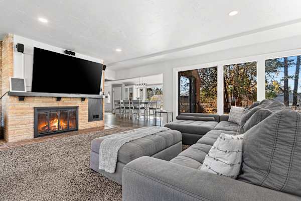 Elevate your relaxation with state-of-the-art entertainment in our cozy yet sophisticated living space.