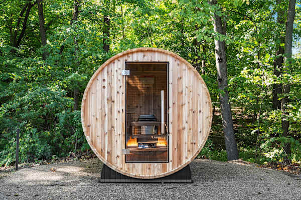 Outdoor sauna will hold up to four people  