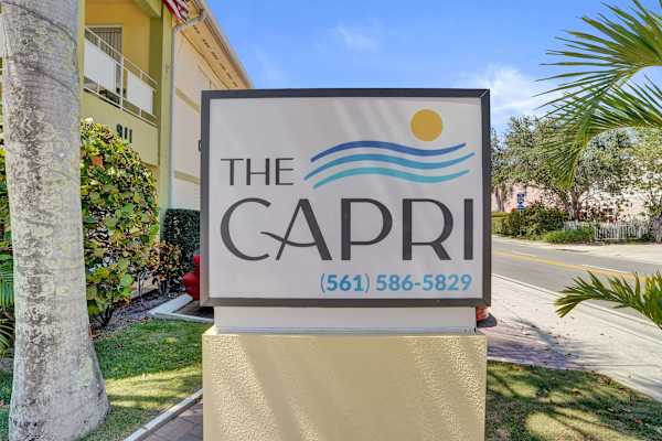 The Capri property sign with phone number