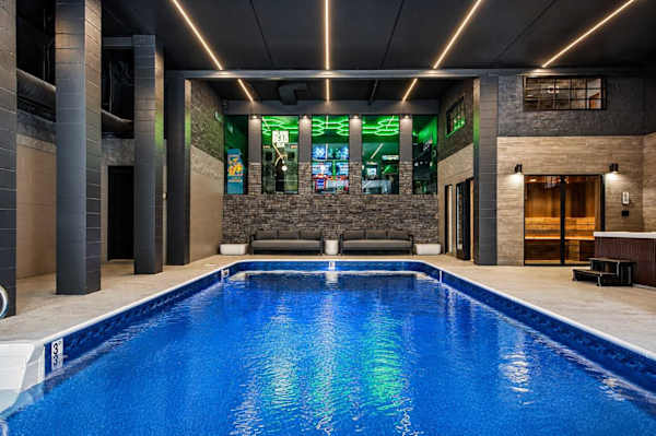 Indoor Pool Area private, heated year round.  