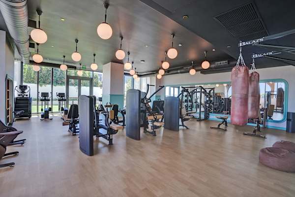 Spacious fitness center with full equipment