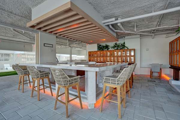 Outdoor bar seating