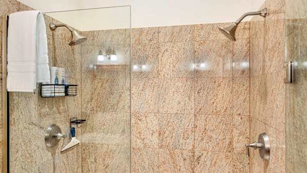 Well-appointed bathrooms provide comfort after long beach days.