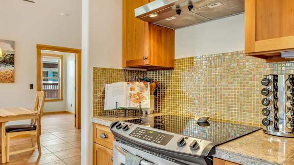 Modern appliances and generous counter space make meal preparation easy.