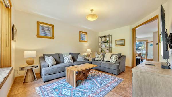 Gather together in the spacious living room after a day of coastal adventures.