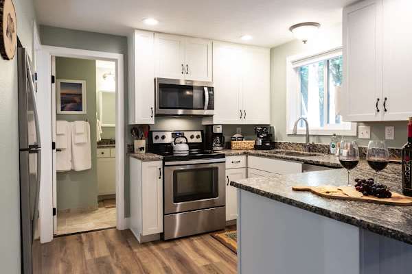Kitchen, door to full bathroom