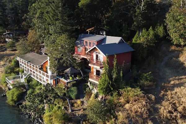 Sky view of the Tree House Suites Cowichan Bay.