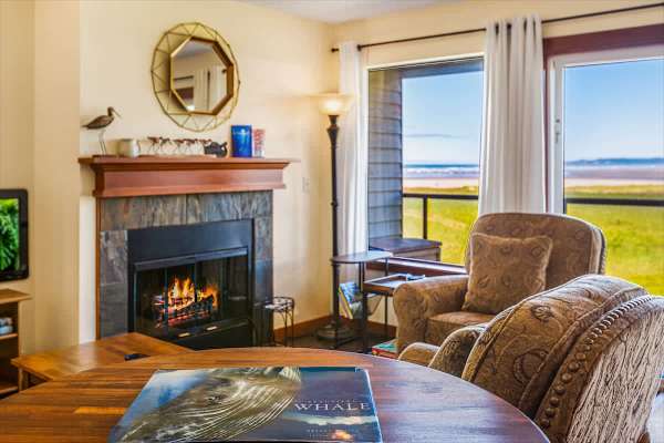 Oceanview Condo with Fireplace & Private Deck