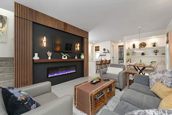 Living room, looking towards dining table and Kitchen area.