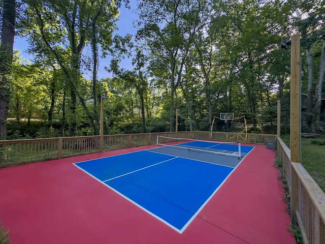 Property pickleball & basketball court!